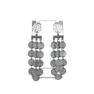 Earrings Pierced Dangle Modern Statement Runway Hammered Gray